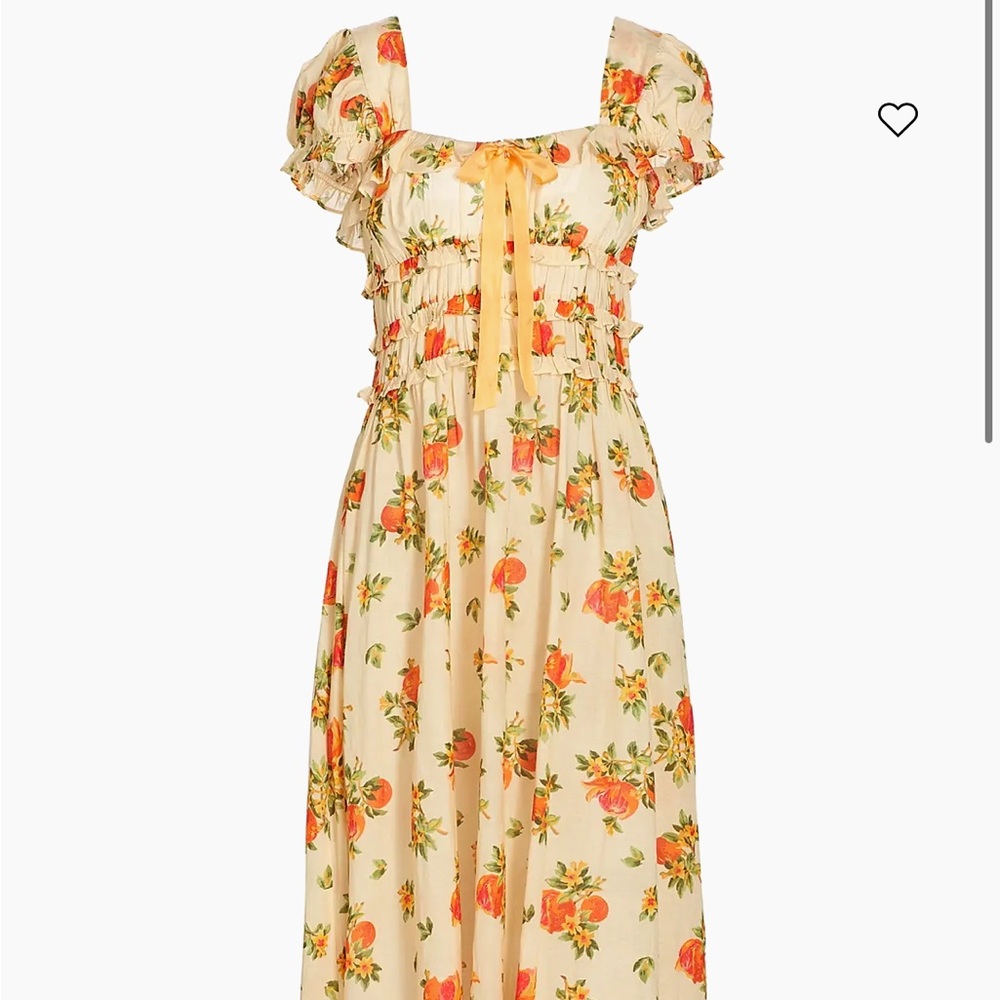 Doen Clarinet Floral Self-Tie Midi-Dress orangerie (orange and cream)